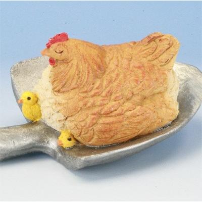 置き物 鳥 にわとり ひよこ レジン製 CHICKEN スコップ サイズ 横 21cm