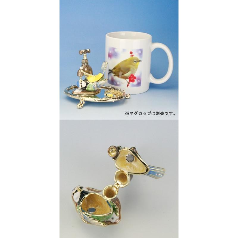 インテリア 小物入れ 宝石箱 置物 鳥 アオガラ ＆ ミラーテーブル チャーム付き piearth ジュエリーボックス 金属 クリスタル 鏡 かわいい おしゃれ_2
