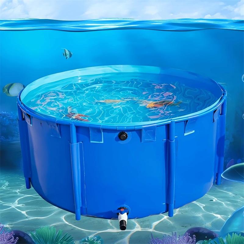 大型水槽 貯水プール ラウンド キャンバス 水槽 1.2x1m(1.1トン)+1m