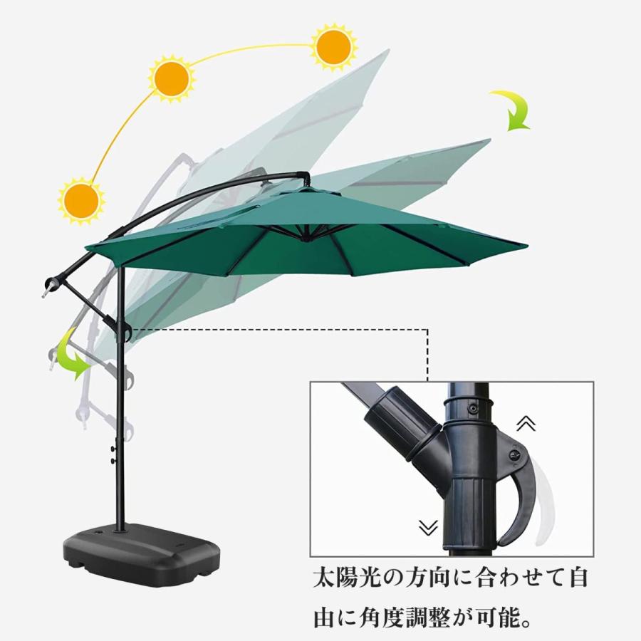 ガーデンパラソル セット カバー パラソル パラソルベースグ付き 直径300cm×高さ250cm ベランダ ハンギングパラソル 撥水加工 UVカット クランクとチルト機構付_1