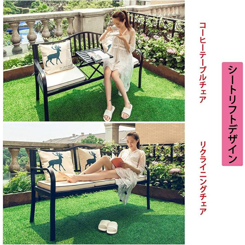 ガーデンベンチ 屋外 休憩所 ガーデンベンチ 屋外 庭のベンチ ベランダ 椅子 ベンチは防水性と耐日光性 防蝕木材 中庭や庭園に適した 耐荷重約500kg ホワイト B_2
