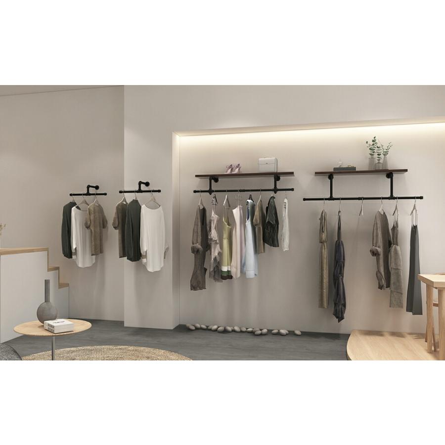 ハンガーパイプ ハンガーラック 壁付け 2pcs 工業用パイプ衣類ラック