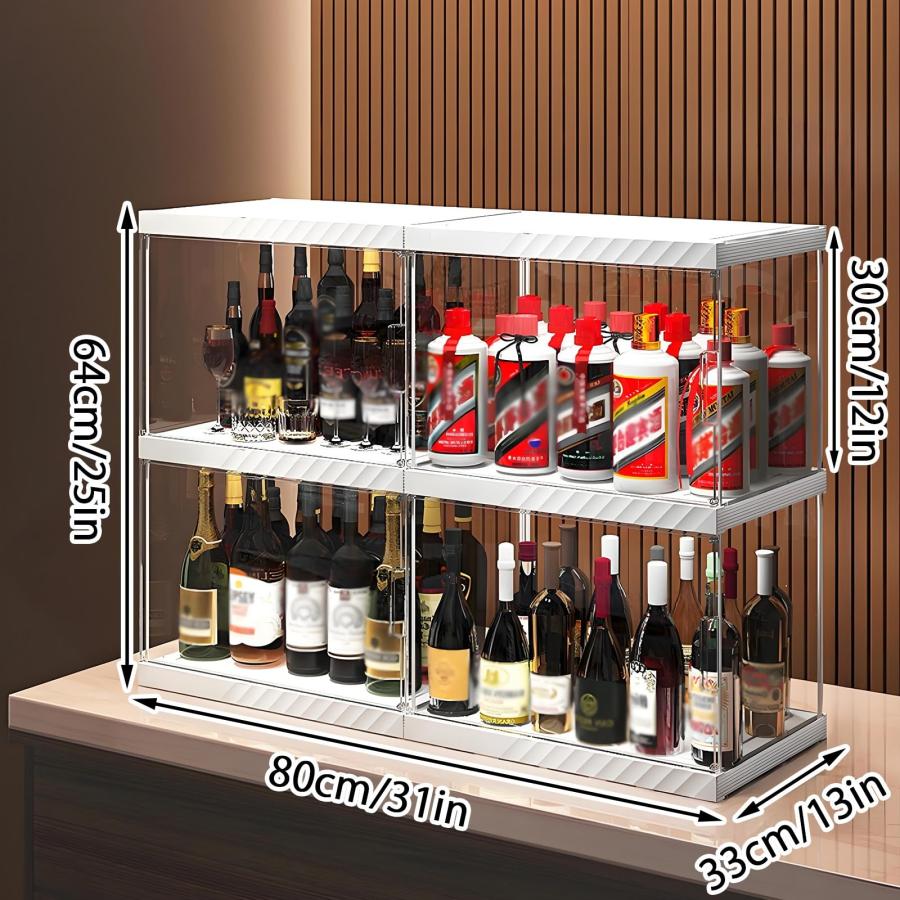 ウイスキー 棚 酒棚 ディスプレイ 収納 4面透明デザイン 多層収納 厚手