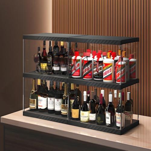 ウイスキー 棚 酒棚 ディスプレイ 収納 4面透明デザイン 多層収納 厚手