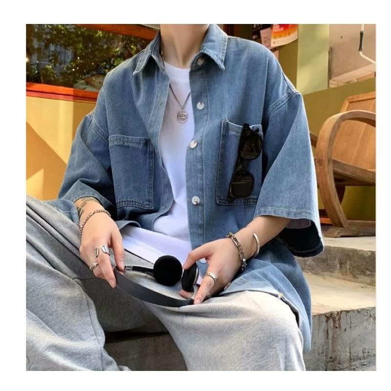 シャツ メンズ 大きいサイズ 半袖 デニムシャツ ウォッシュ おしゃれ ボタンダウン ハーフスリーブ 韓国 ファッション ゆったり シェア服 男女兼用 春夏 夏 Ds148 ショップbmbm 通販 Yahoo ショッピング