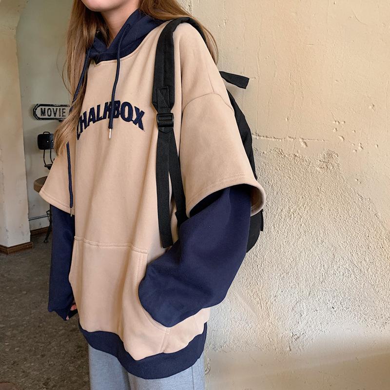 Yidaify パーカー レディース 切り替え 長袖 あったか ジップアップ フード付き 可愛い 春 シンプル ロング丈 秋 ストリート 春秋 春秋冬 秋服 裏起毛 冬