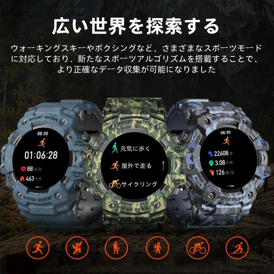 【アウトドアスタイル】スマートウォッチ 日本製センサー 懐中電灯 血圧 IP68防水 心拍数 健康測定メンズ レディース 大画面 高精度 コンパス 敬老の日 日本語_14