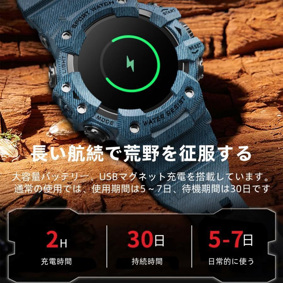 【アウトドアスタイル】スマートウォッチ 日本製センサー 懐中電灯 血圧 IP68防水 心拍数 健康測定メンズ レディース 大画面 高精度 コンパス 敬老の日 日本語_16
