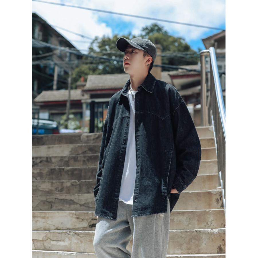 長袖シャツ 韓国 ファッション デニムシャツ シャツジャケット ロングスリーブ ボタンダウンシャツ 男女 メンズ レディース ユニセックス 男女兼用 ゆったり Wan118 ショップbmbm 通販 Yahoo ショッピング