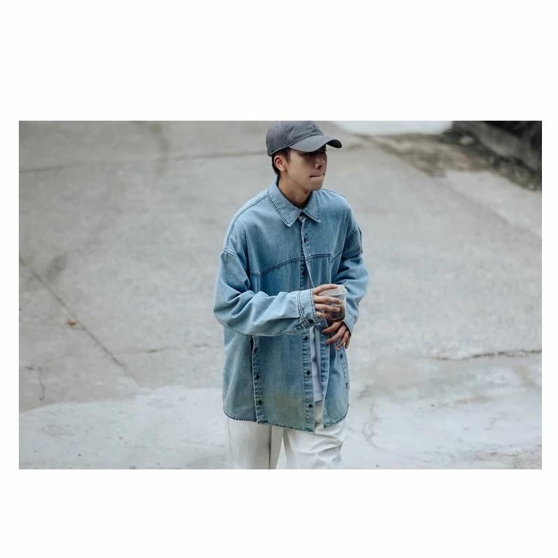 長袖シャツ 韓国 ファッション デニムシャツ シャツジャケット ロングスリーブ ボタンダウンシャツ 男女 メンズ レディース ユニセックス 男女兼用 ゆったり Wan118 ショップbmbm 通販 Yahoo ショッピング