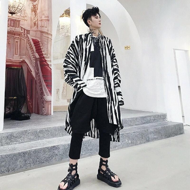 ゼブラ柄 柄シャツ メンズ レディース ドルマン ユニセックス ペア リンクコーデ ロング丈 原宿系 服 韓国 ファッション ストリート系 ダンス 衣装 ヒップホップ Wan133 ショップbmbm 通販 Yahoo ショッピング