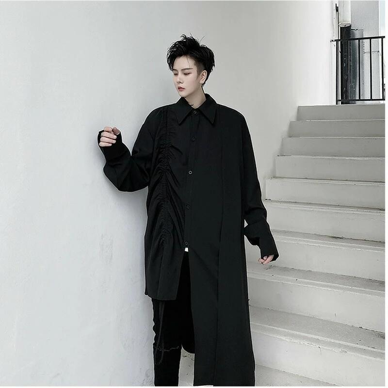 韓国 ファッション メンズ 個性を出したい人限定 全二色 ロングワンピース フリーサイズ アシンメトリー ファッション モード系 チャイナシャツ ロング丈 Wan535 ショップbmbm 通販 Yahoo ショッピング