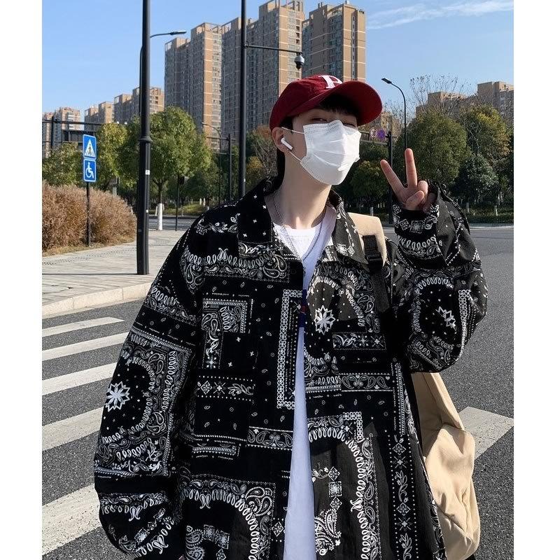 韓国 ファッション ゆったり バンダナ柄 長袖シャツ ペイズリー柄 ペーズリー柄 ボタンダウン 病みかわいい シェア服 男女兼用 春夏 春物 衣装 カジュアル Wan545 ショップbmbm 通販 Yahoo ショッピング