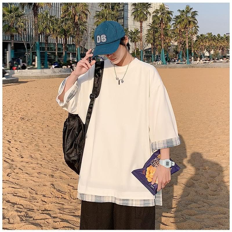 半袖tシャツ メンズ レイヤード ビッグシルエット Tシャツ 韓国 ファッション 重ね着風 ハーフスリーブ ティーシャツ シェア服 男女兼用 春夏 衣装 カジュアル Wan650 ショップbmbm 通販 Yahoo ショッピング