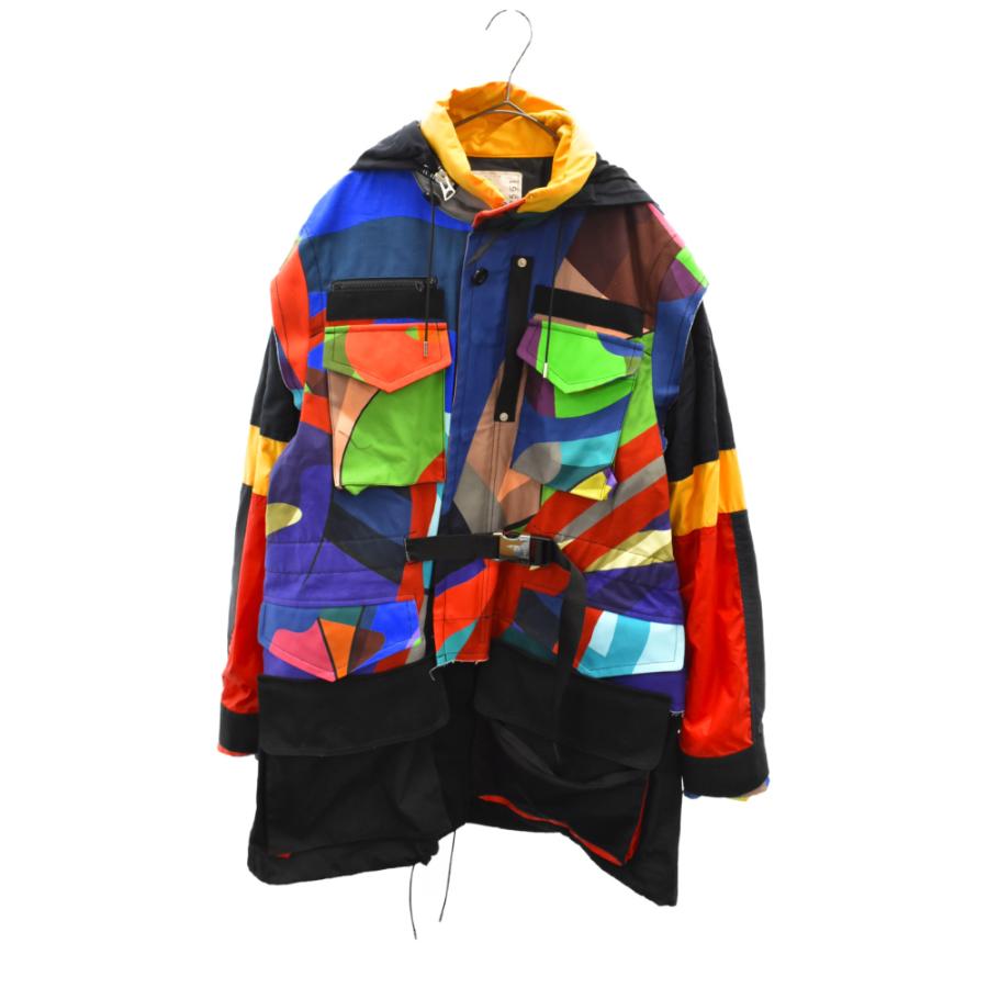 sacai サカイ 21AW ×カウズコラボ ロゴ総柄マウンテンジャケット 21 