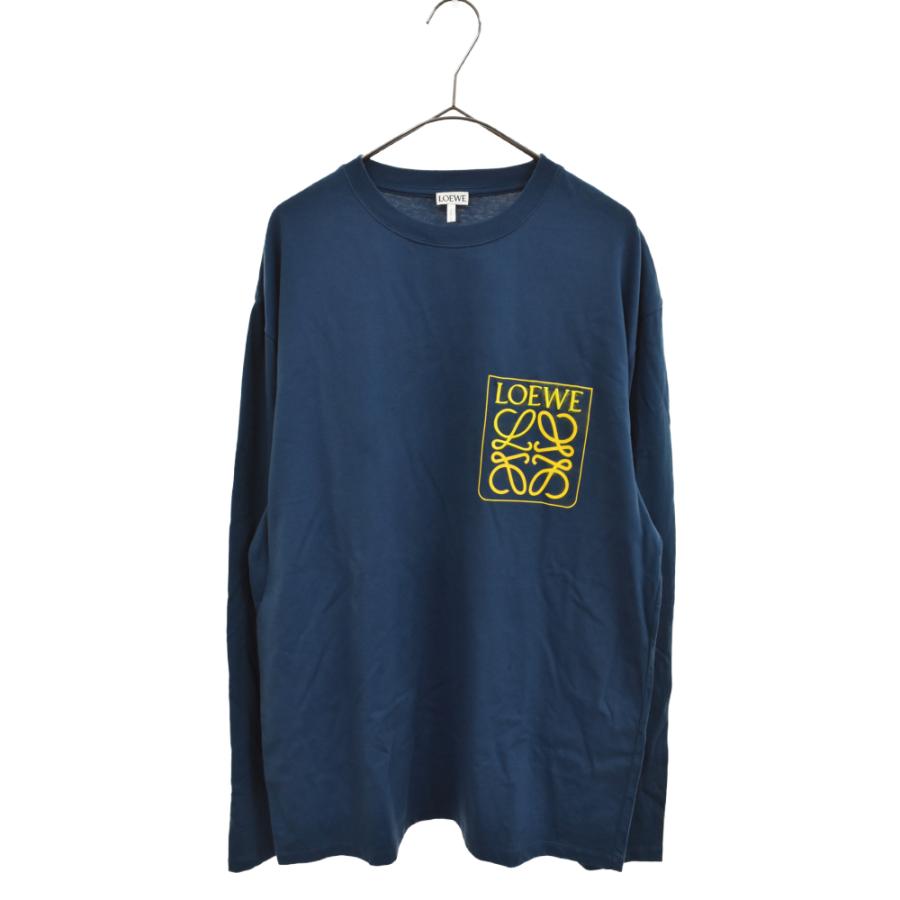 ロエベ アナグラム フェイクポケット ロングスリーブ Tシャツ 長袖Tシャツ ロンT カットソー ネイビー H526Y22X47