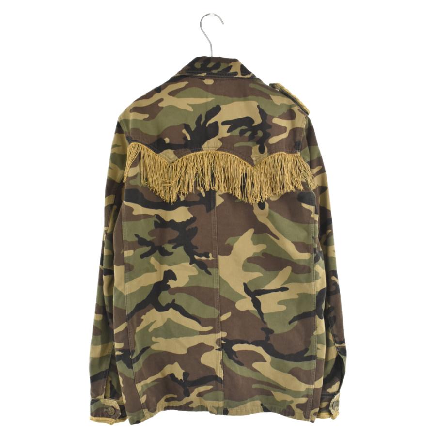 サンローランパリ 15SS フリンジミリタリージャケット 迷彩 カモ