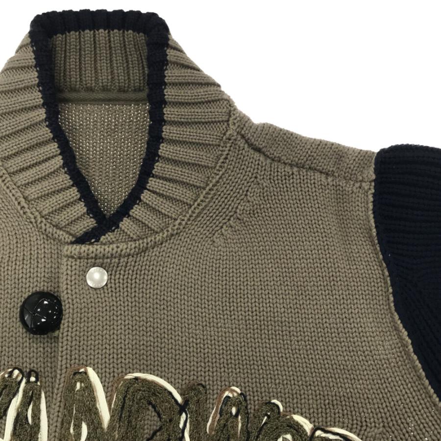 Sacai サカイ 23SS Eric Haze Code Embroidery Knit Blouson 23-02985M エリックヘイズ  エンブロイダリーロゴ ニットジャケット ブラウン