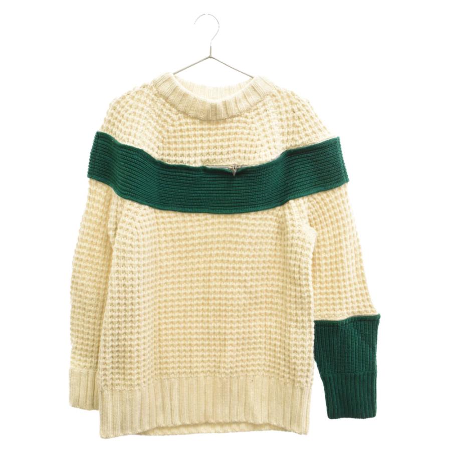 Sacai サカイ ジップアタッチメント ニットセーター グリーン/ホワイト 