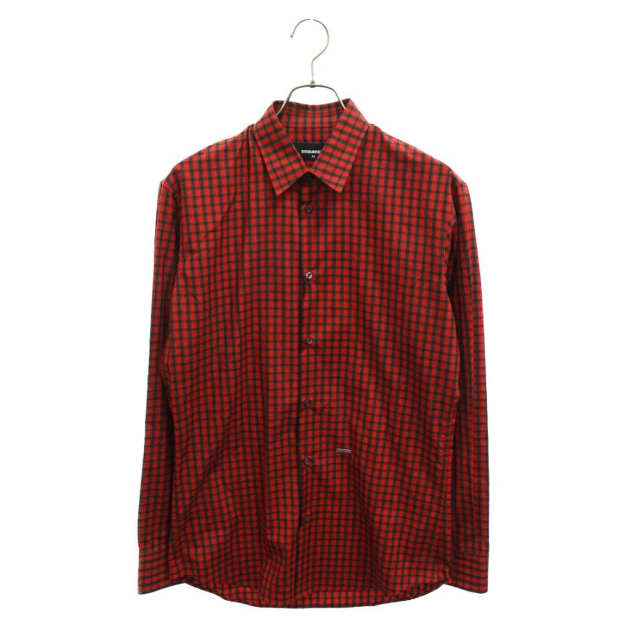 DSQUARED2 ディースクエアード チェック長袖シャツ S74DM0247 レッド 