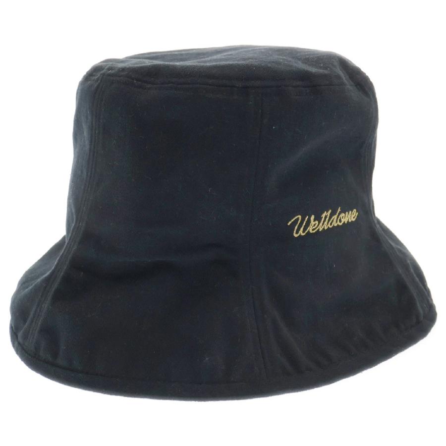 WE11DONE ブラックレザーバケットハット ロゴ入り WE11DONE ブラックレザーバケットハット ロゴ入り