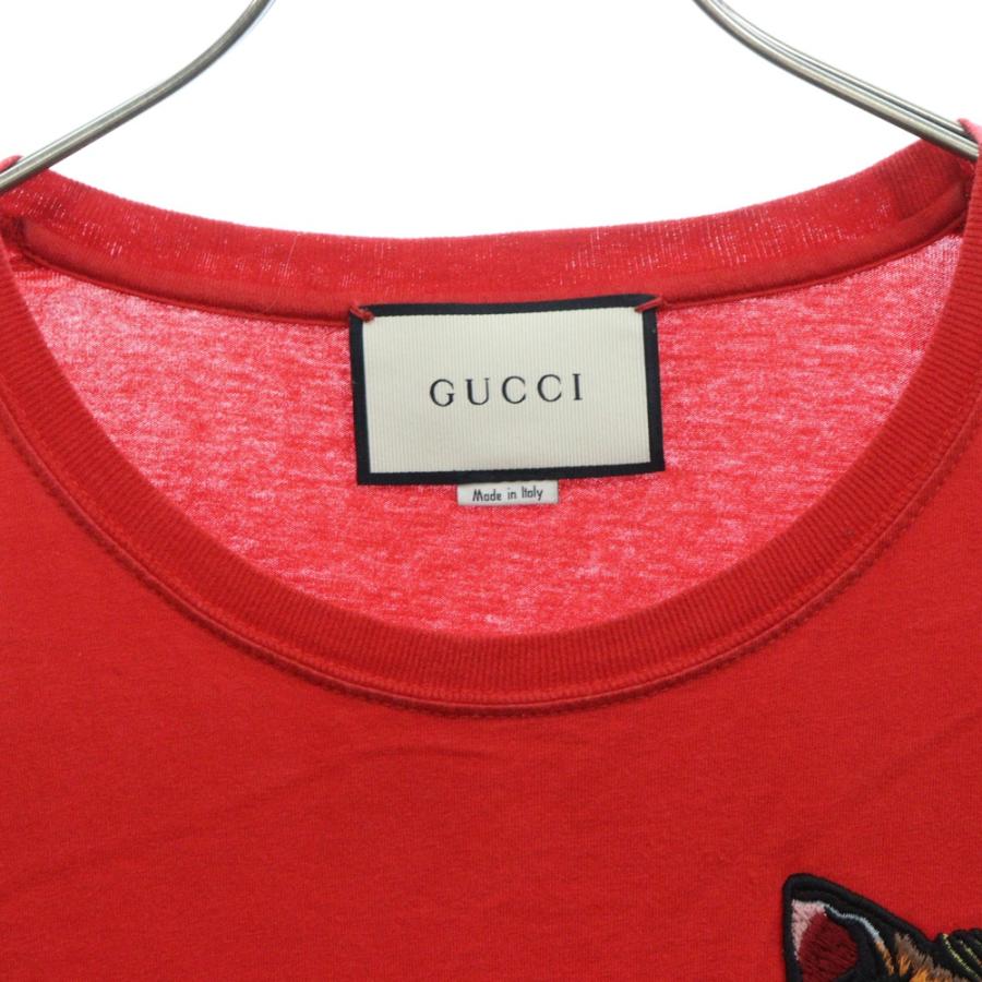GUCCI（グッチ） アングリーキャット 刺繍ワッペン 長袖Tシャツ ロンT
