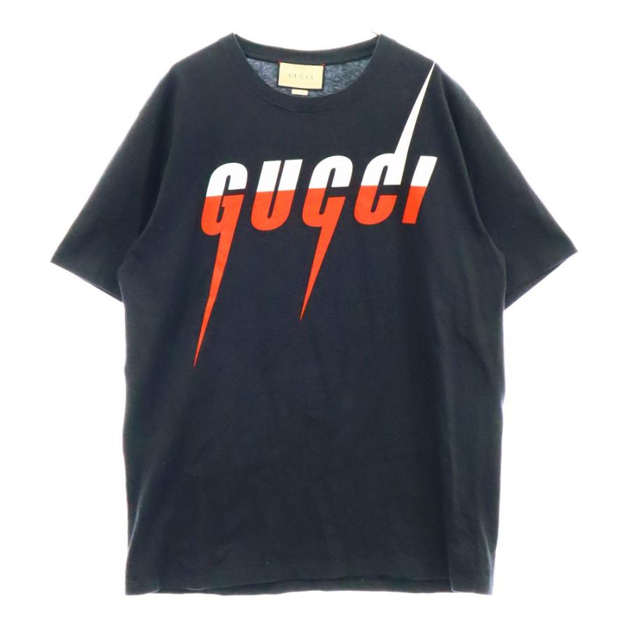GUCCI グッチ 半袖 Tシャツ 両面プリント デカロゴ 黒 XS. 【公式通販】