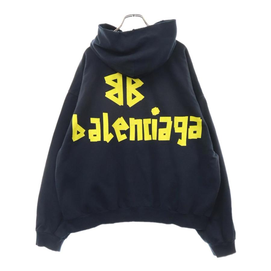 バレンシアガ 23SS Tape Type Ripped Pocket Hoodie テープタイプロゴ 