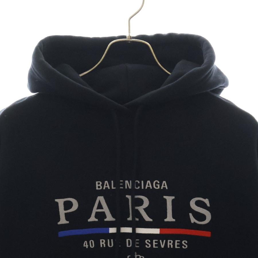 バレンシアガ　2019AW PARIS FLAG 刺繍 ロゴ パーカー　ブラック バレンシアガ 2019AW PARIS FLAG 刺繍 ロゴ パーカー ブラック