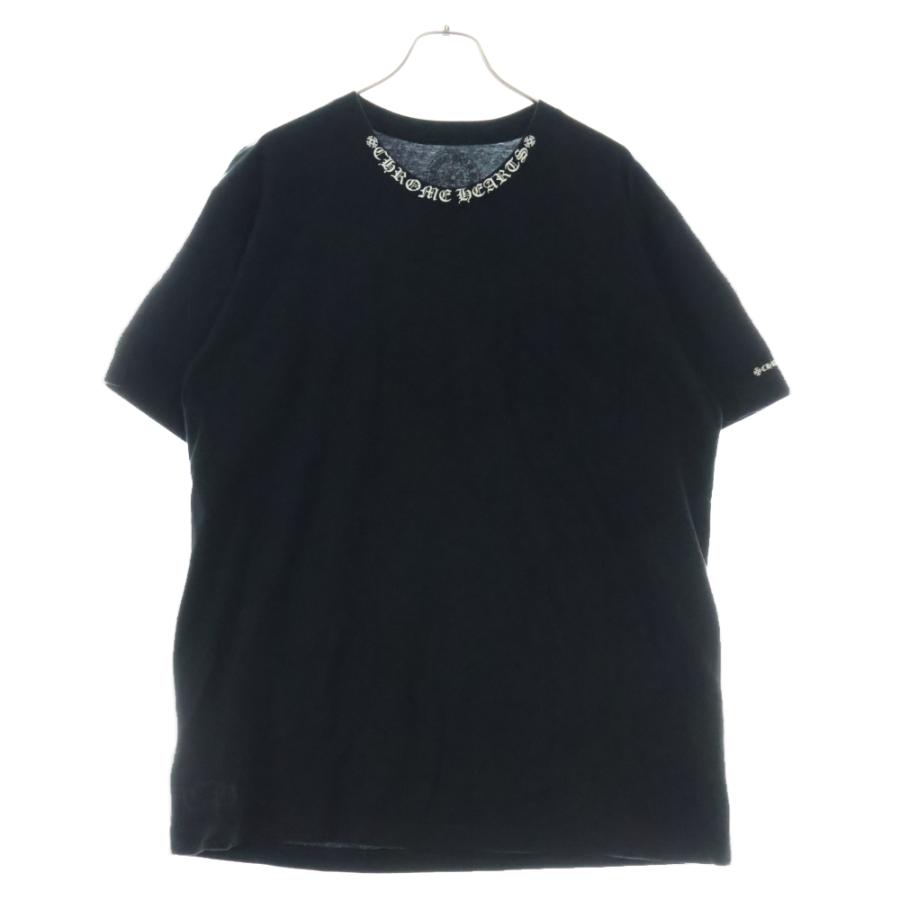 クロムハーツ CH T-Shirt ネックロゴプリント 半袖Tシャツ 黒XL