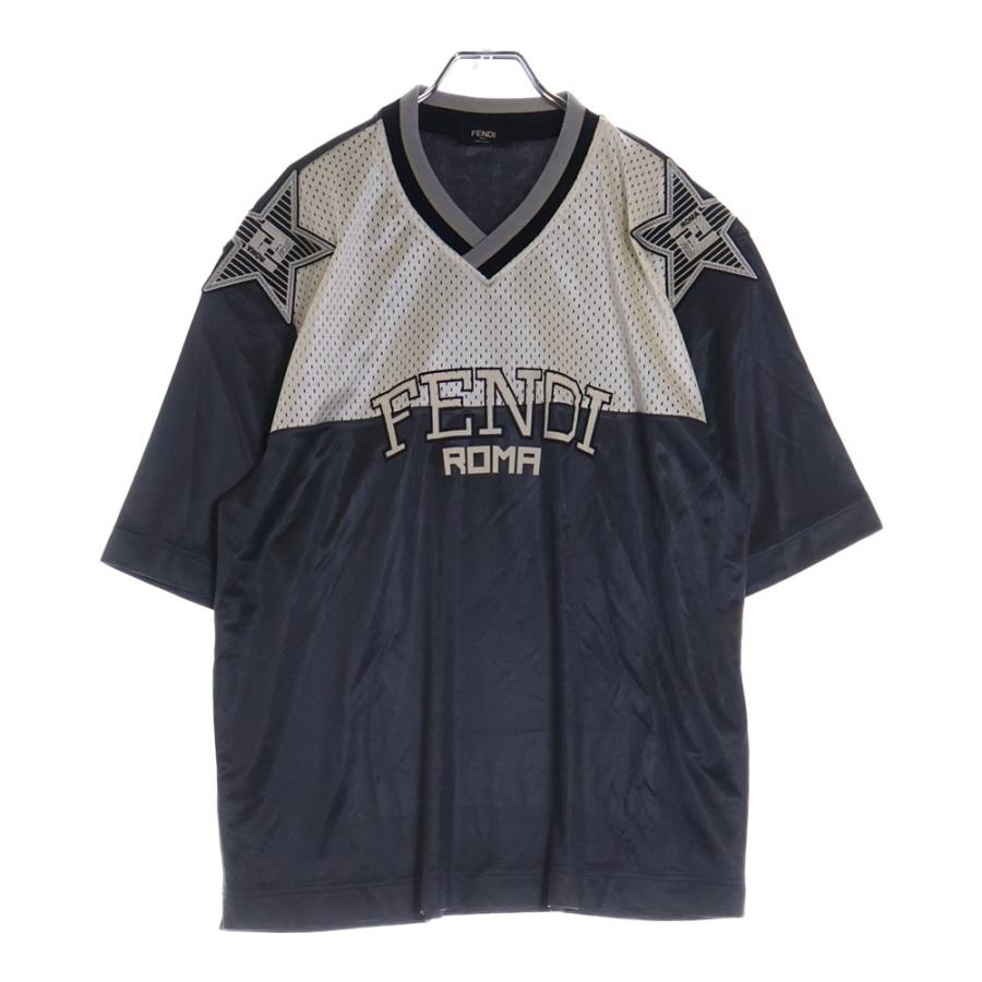 FENDI フェンディ スターパッチ メッシュ切替半袖Tシャツ カットソー  
