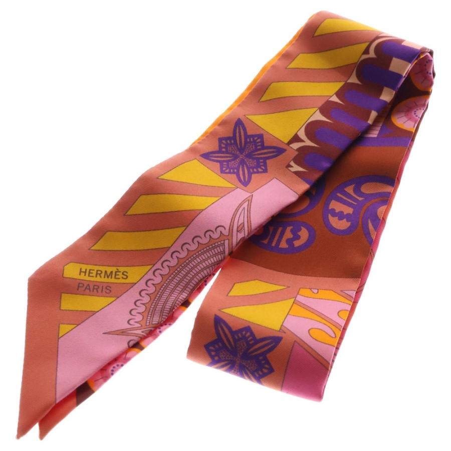 HERMES エルメス ツイリー シルク スカーフ 【クレタの幾何学】 HERMES（エルメス） Twilly Scarf ツイリースカーフ クレタ 幾何学