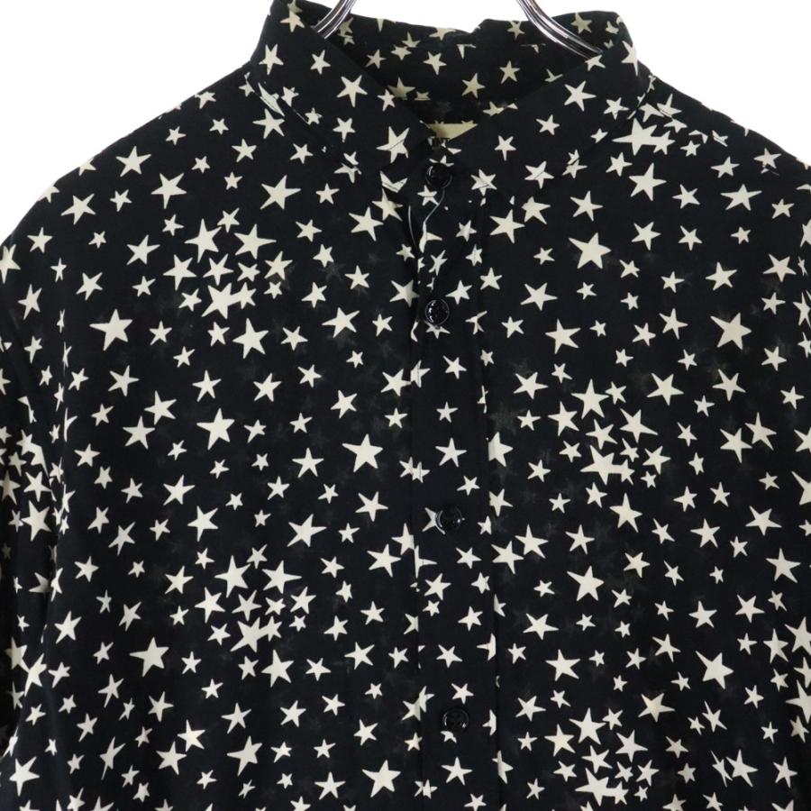 サンローラン　長袖　シルク　シャツ　星柄　スター　ブラック SAINT LAURENT PARIS サンローランパリ 16AW スター総柄 長袖シャツ