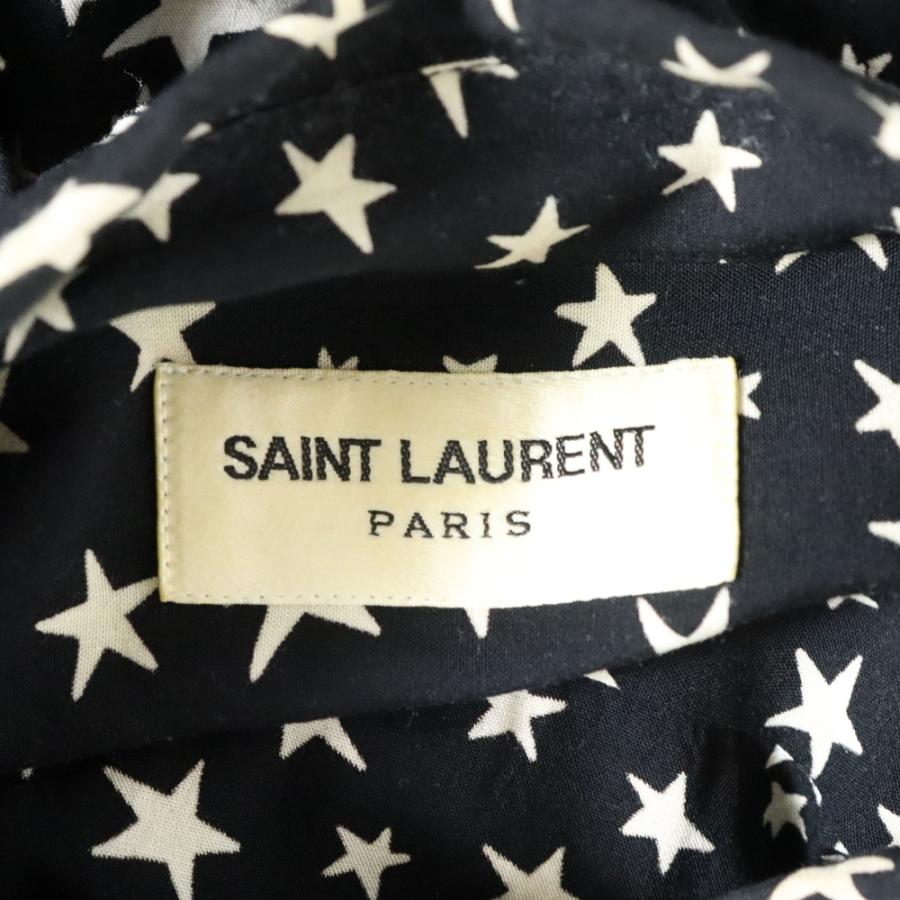 サンローラン　長袖　シルク　シャツ　星柄　スター　ブラック サンローラン シャツ 星柄 長袖 黒