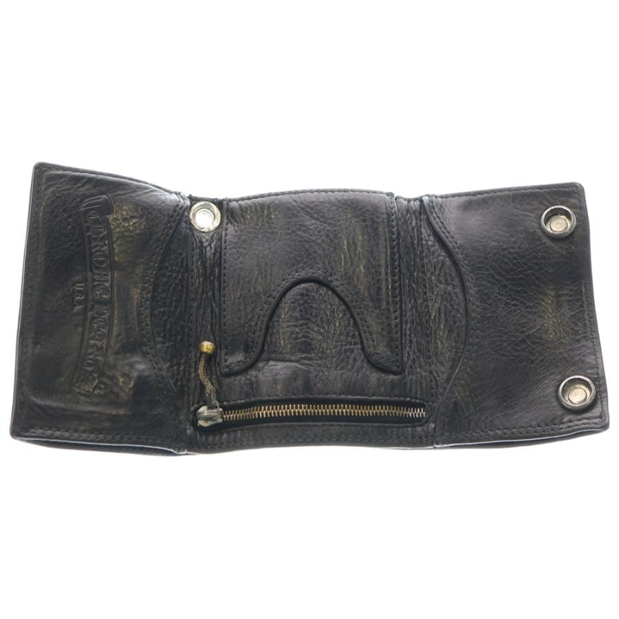 クロムハーツ 3FOLD　3フォールド クロスボールボタンレザーウォレット財布 CHROME HEARTS（クロムハーツ） 3FOLD 3フォールド フレアボタン