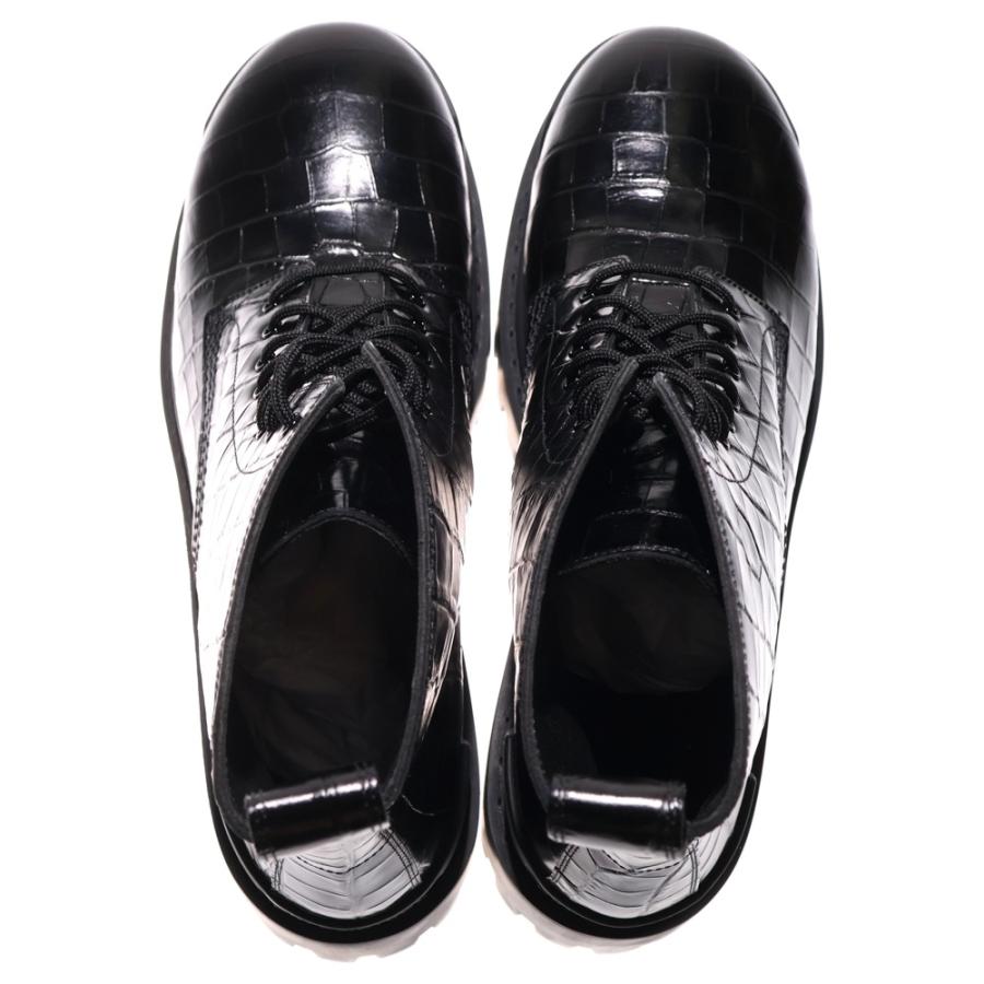 ほぼ未使用 バレンシアガ ストライク レースアップ ブーツ 23cm ブラック BALENCIAGA（バレンシアガ） STRIKE LACE-UP BOOTS 型押し ストライク