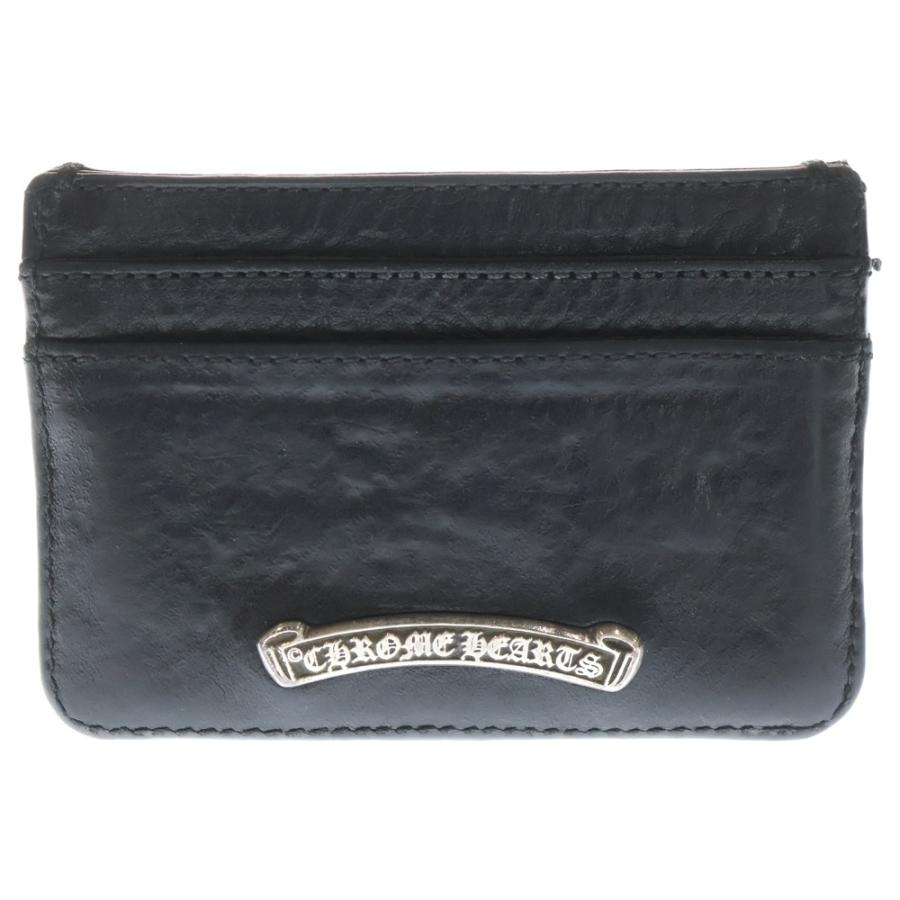 クロムハーツ   DOUBLE SIDE ダブルサイド スクロールラベル付レザーカードケース 中古 SJ02 CHROME HEARTS（クロムハーツ） DOUBLE SIDE ダブルサイド スクロール