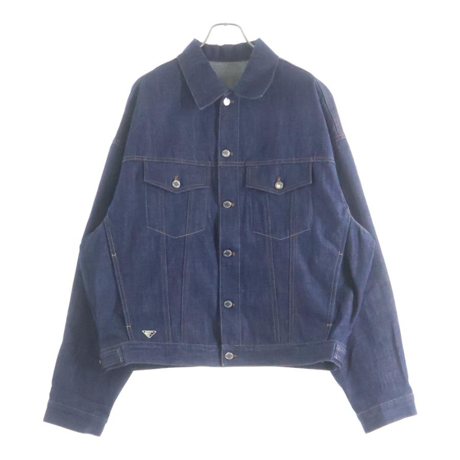 PRADA プラダ セルビッジ デニム ブルゾン トラッカージャケット 新品 S PRADA（プラダ） 25SS ロゴ パッチ デニムトラッカー ジャケット