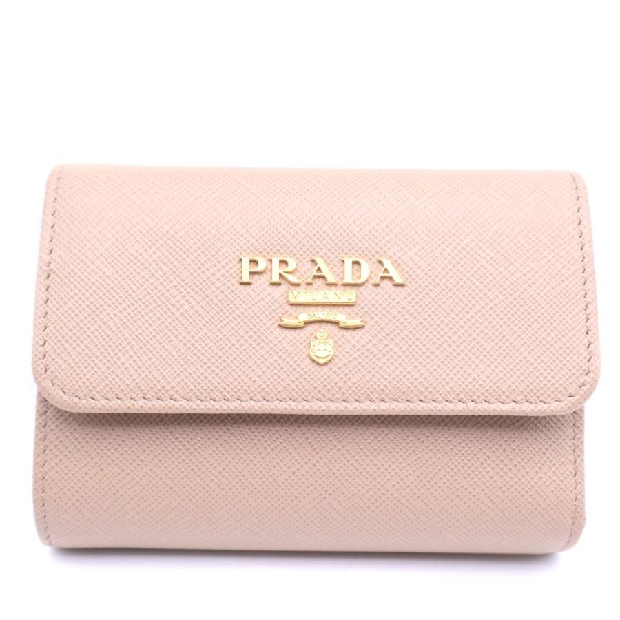 PRADA（プラダ） サフィアーノ 三つ折り財布 ピンク : BRING Yahoo
