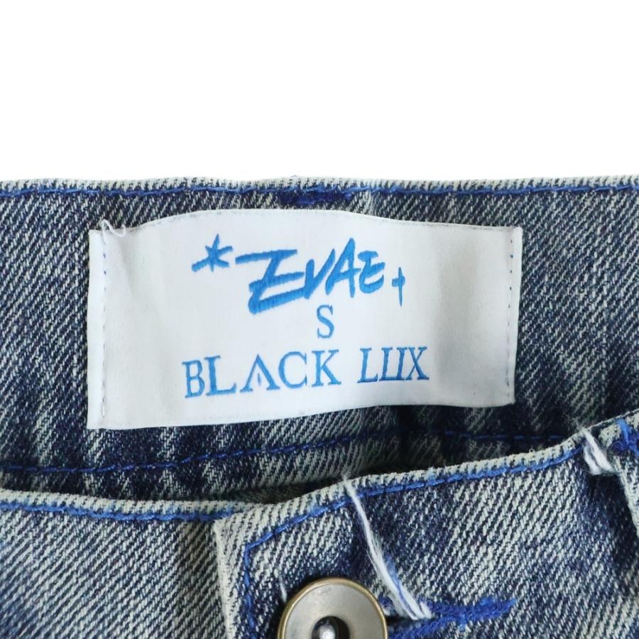 Evae mob エバーモブ × BLACK LUX PAINTING DENIM PANTS ロゴ刺繍 