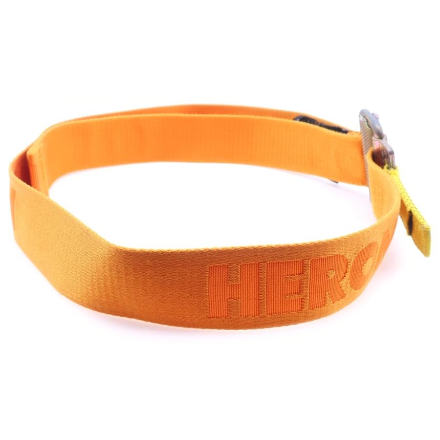 HERON PRESTON（ヘロンプレストン） ロゴ刺繍 バックルベルト オレンジ