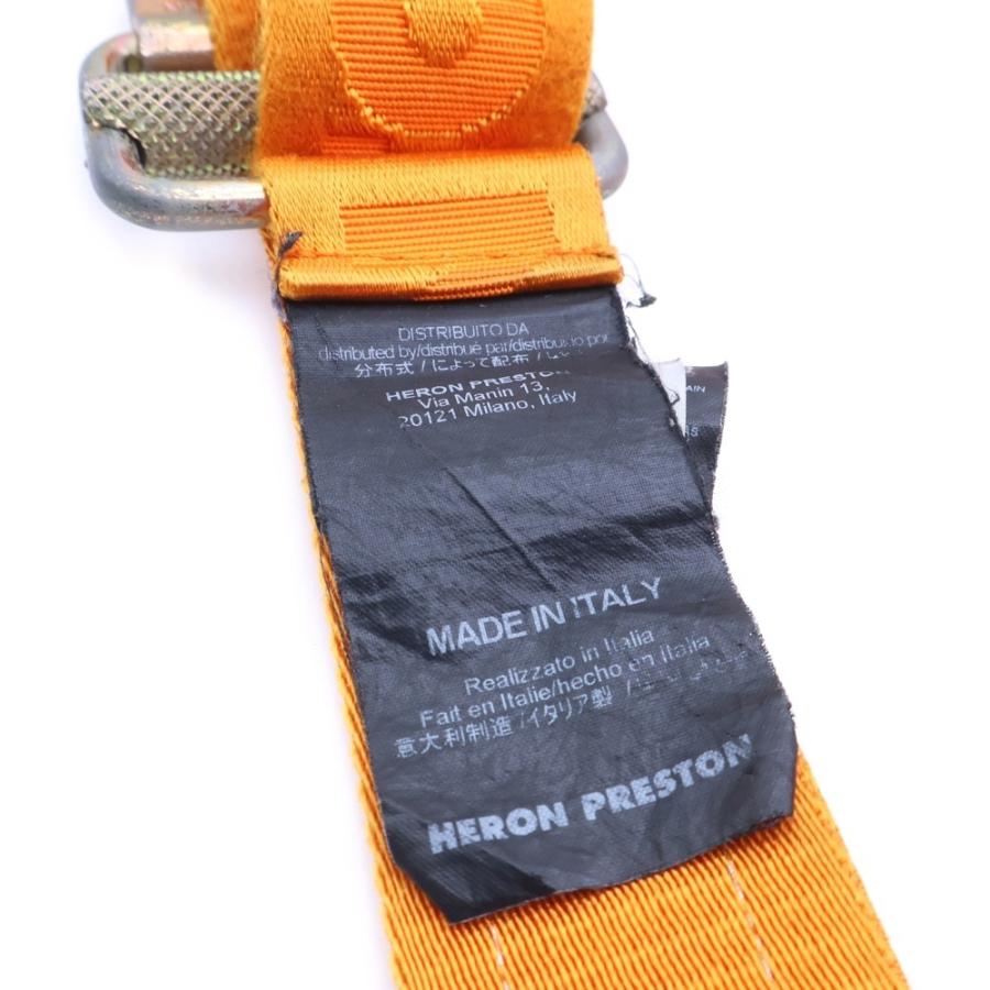 HERON PRESTON（ヘロンプレストン） ロゴ刺繍 バックルベルト オレンジ