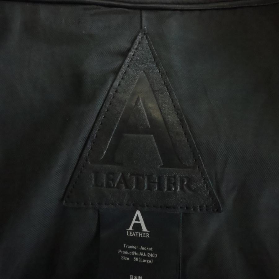 A LEATHER/エーレザー TRUCKER JACKET トラッカージャケット ブラック AUJ240005617の画像