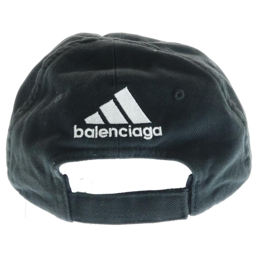 美品✨バレンシアガ×アディダス ベースボールキャップ コットンドリル 黒 S BALENCIAGA（バレンシアガ） ×adidas アディダス ロゴストライプベース