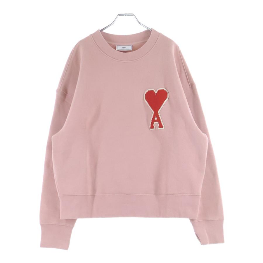AMI Alexandre Mattiussi アミアレクサンドルマテュッシ フロントワンポイントロゴ刺繍 クルーネックTシャツカットソー ピンク レディース FTS356 AMI Alexandre Mattiussi アミアレクサンドルマテュッシ Sweatshirt