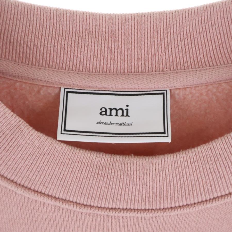 AMI Alexandre Mattiussi アミアレクサンドルマテュッシ フロントワンポイントロゴ刺繍 クルーネックTシャツカットソー ピンク レディース FTS356 美品 アミ アレクサンドル マテュッシ 半袖Tシャツ レディース SIZE S