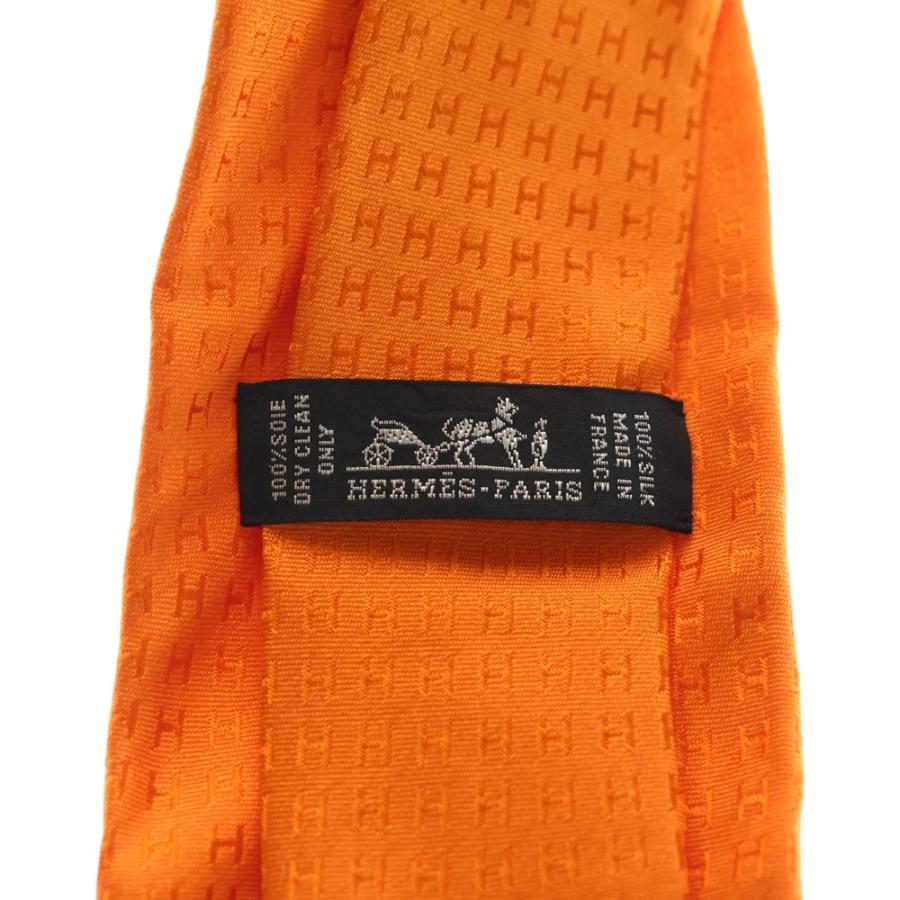 【美品】エルメス　ネクタイ　ファソネ　H柄　オレンジ　高級シルク HERMES（エルメス） ファソネ H柄 シルクネクタイ オレンジ : BRING