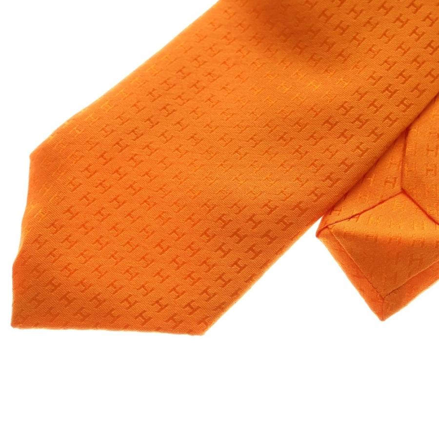 【美品】エルメス　ネクタイ　ファソネ　H柄　オレンジ　高級シルク HERMES（エルメス） ファソネ H柄 シルクネクタイ オレンジ : BRING