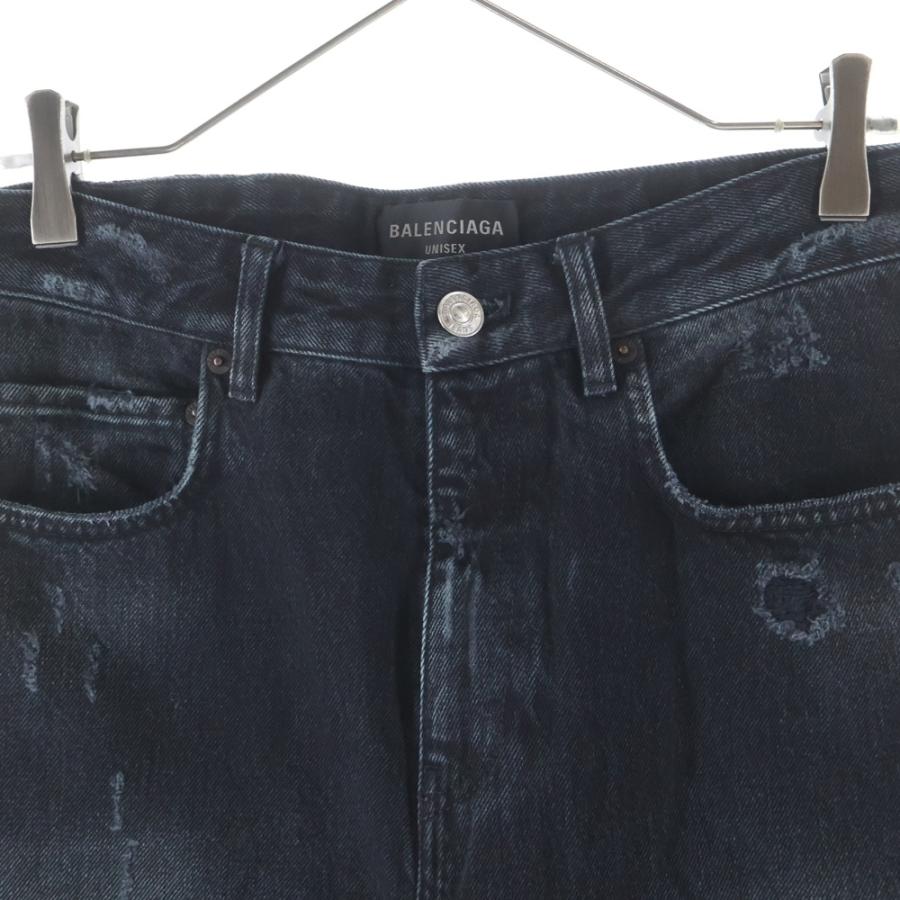BALENCIAGA 23SS デストロイ ダメージデニムパンツ ブラック BALENCIAGA（バレンシアガ） 23SS Destroyed Knee Baggy Jeans
