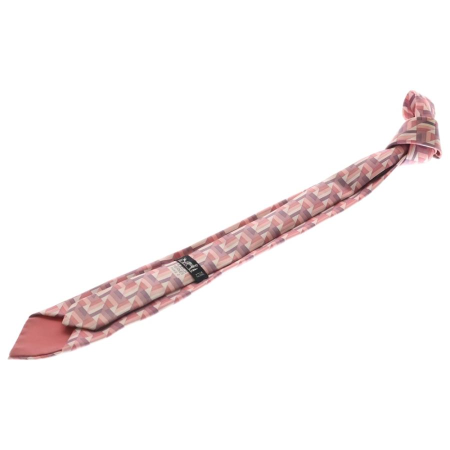 HERMES エルメス Silk Tie 総柄 シルクネクタイ ピンク_1